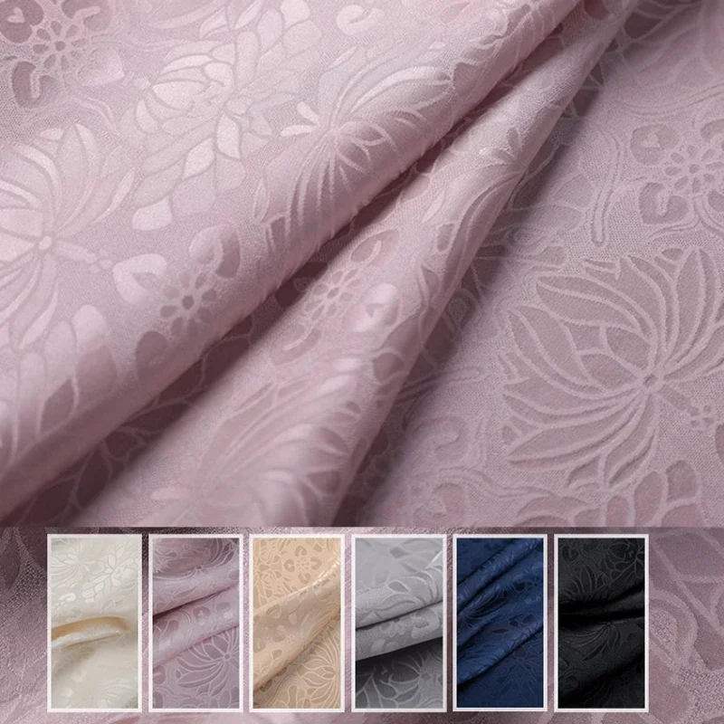 8Colors Availalbe Silk Fabric,115CM Wide 19MM Thick with Floral Jacquard,Fabric Perfect for Dress and Summer Coats Dress R286