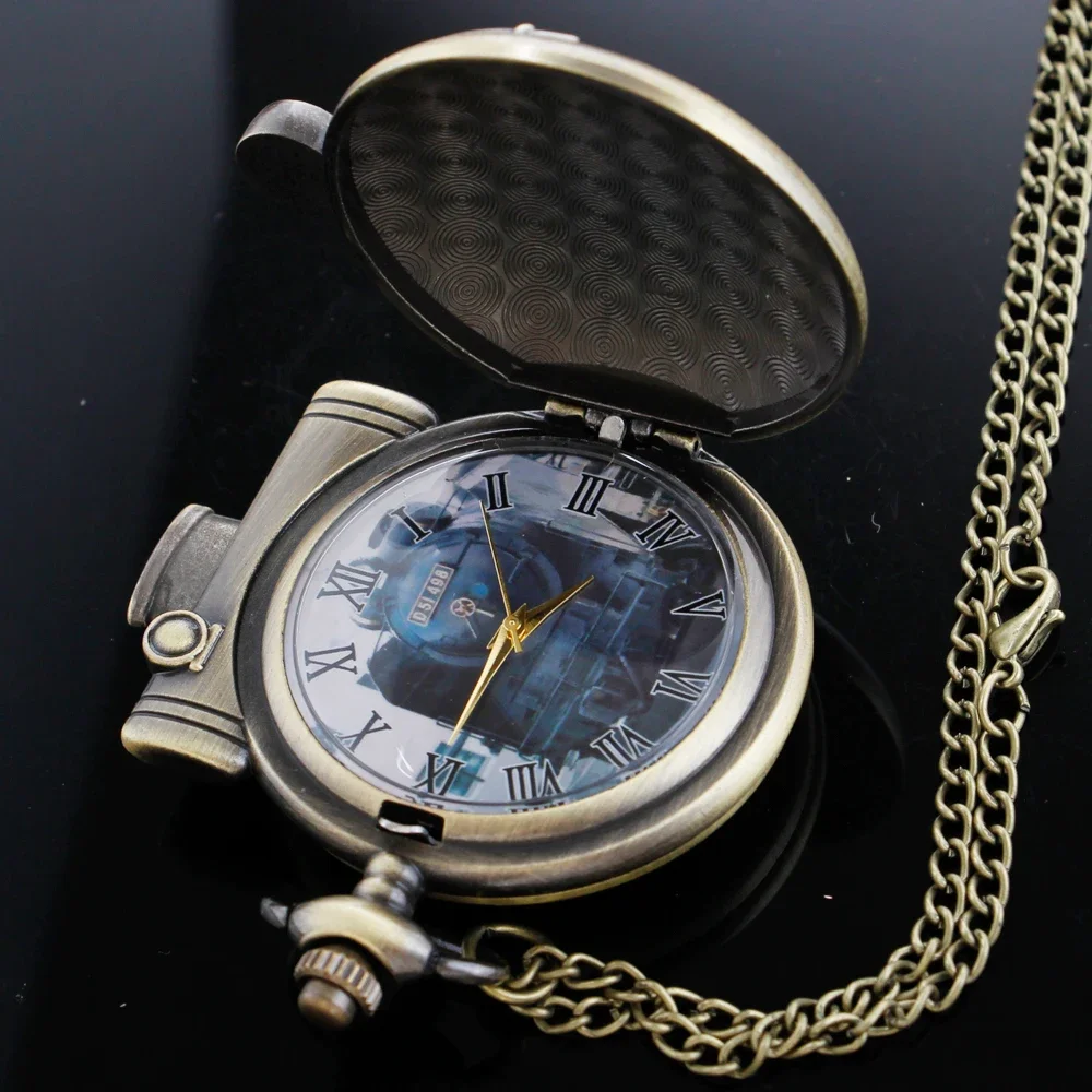 Креативный поезд специальной формы, бронзовые кварцевые карманные часы, винтажное модное ожерелье с драгоценными камнями, кулон, мужские и женские детские часы, подарки
