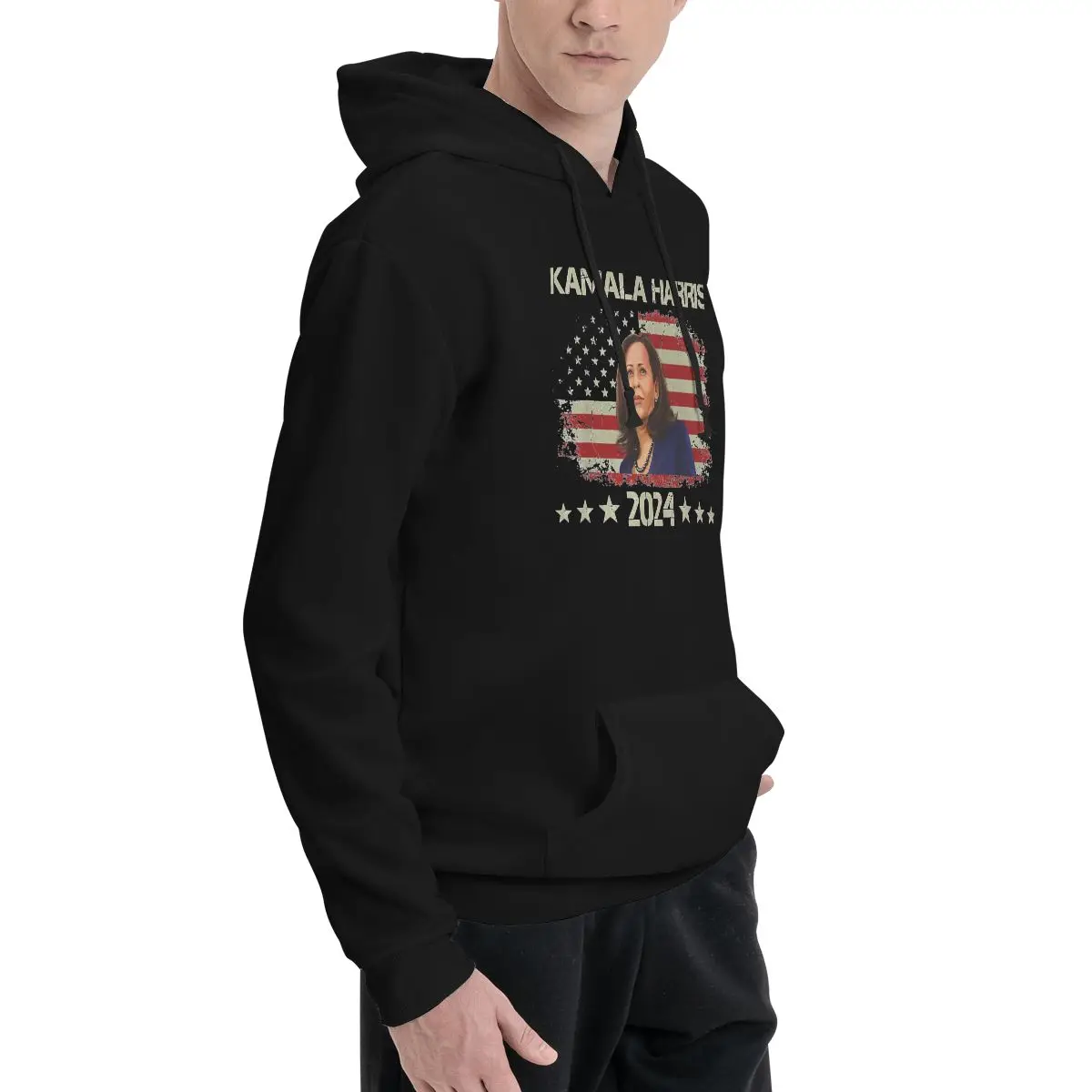 Unisex American Flag Kamala Harris 2024 For President Hoodies With Pocket Loose Fit Long Sleeve Sweatshirts