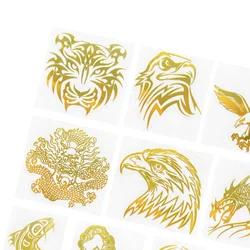Personality gold and silver dragon tiger fish metal hollow sticker butterfly eagle creative universal decorative stickers