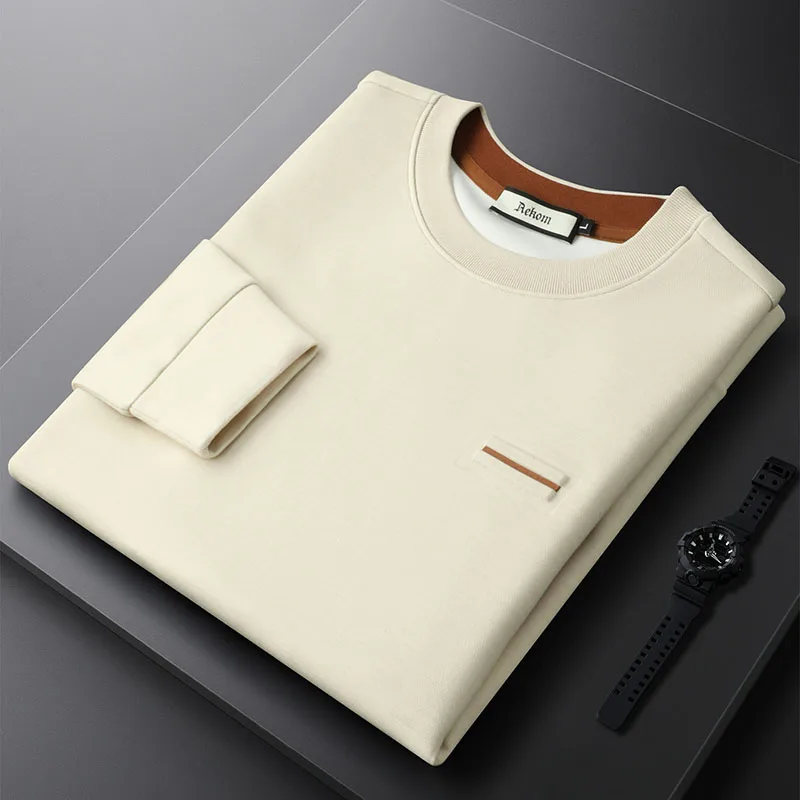 

High-end round neck sweatshirt for men in winter, versatile casual long-sleeved sweatshirt, multi-color long-sleeved thick sport