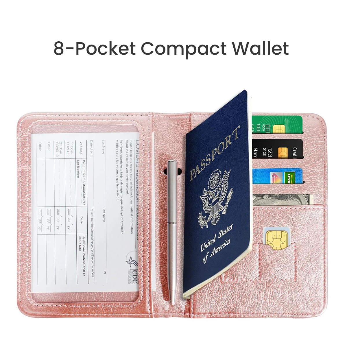 Passport Cover Case Travel Gift United State Vaccine Card Holder Combo Leather RFID Blocking Passport Wallet Passport