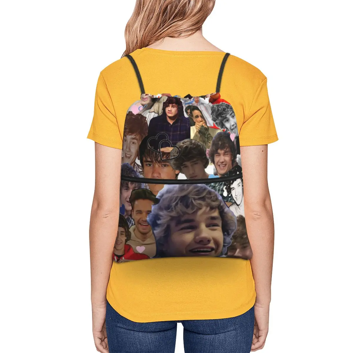 Liam Payne Photo Collage Backpacks Fashion Drawstring Bundle Pocket Sports Bag Book Bags for Travel Students