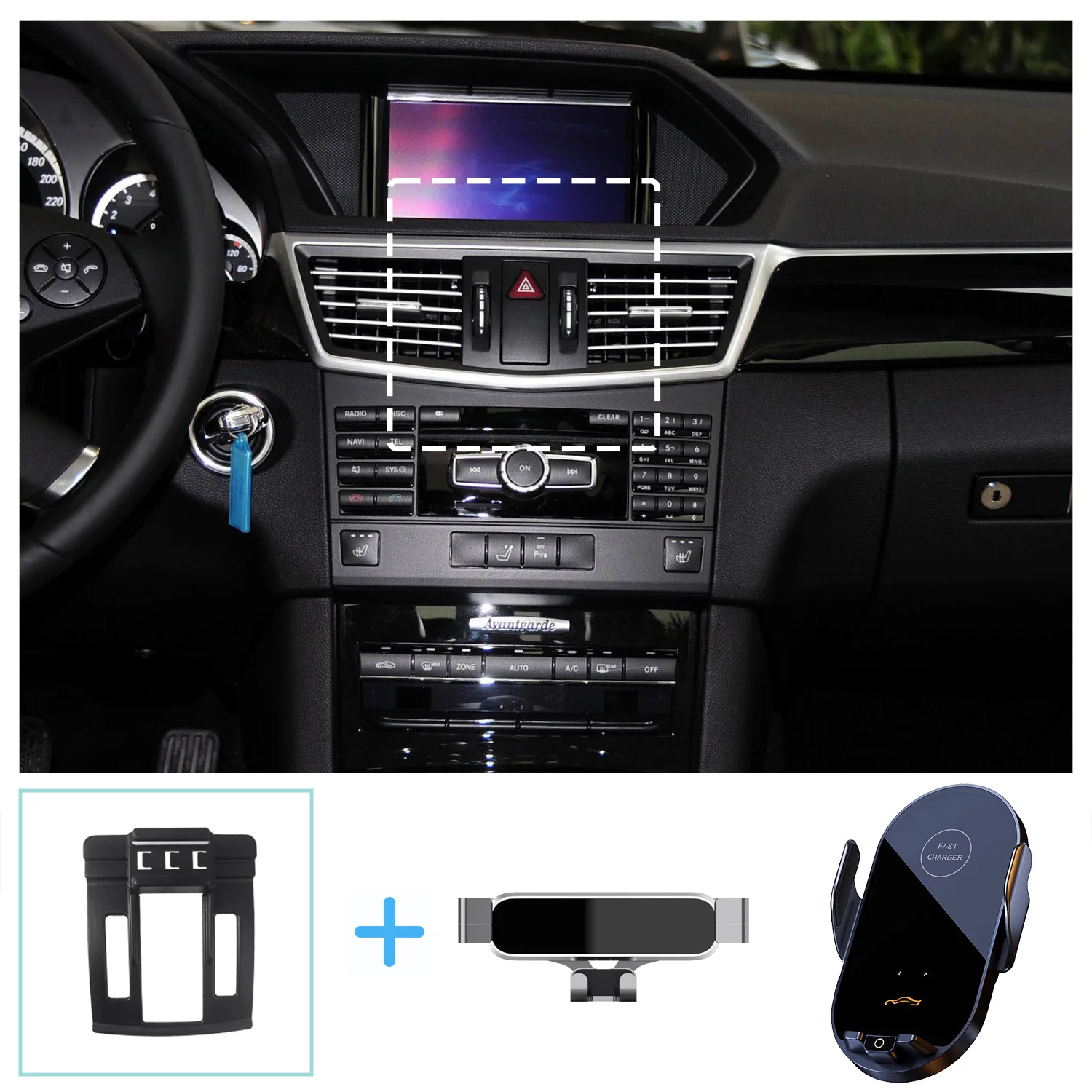 For Mercedes-Benz E Class W212 2010-2012 Car Phone Holder Wireless Charging Bracket Base Gravity Stand Phone Mount Accessories