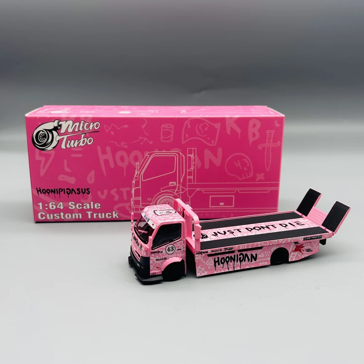 1:64, Lepel Runaway Gegalvaniseerde Flatbed Trailer Lightning Silhouet 23. Roze Varken Container Truck Collectie, Speelgoed voor jongens.