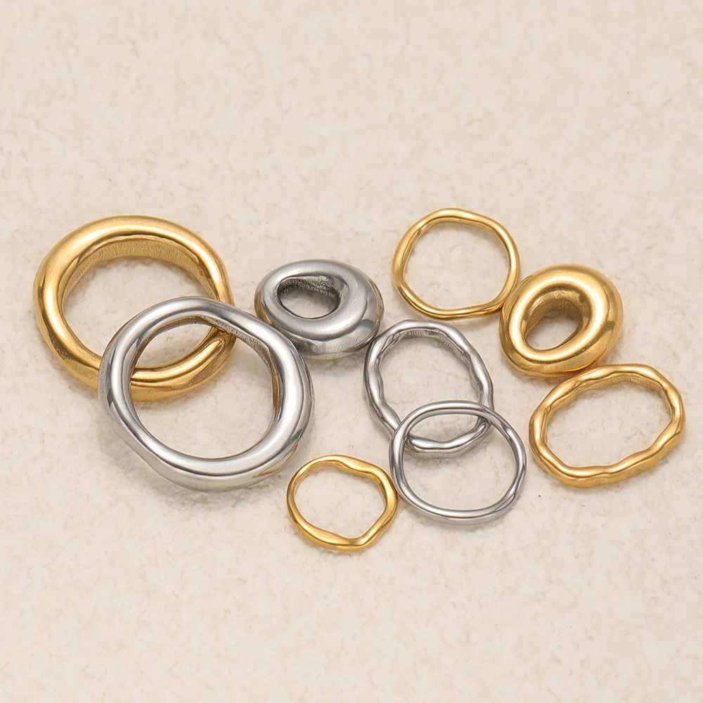 5 Stück Edelstahl-Anhänger in unregelmäßiger Kreisform, runde Verbindungsstücke für DIY-Schmuckherstellung, Anhänger, Halskette, Armband-Zubehör – Detail 3
