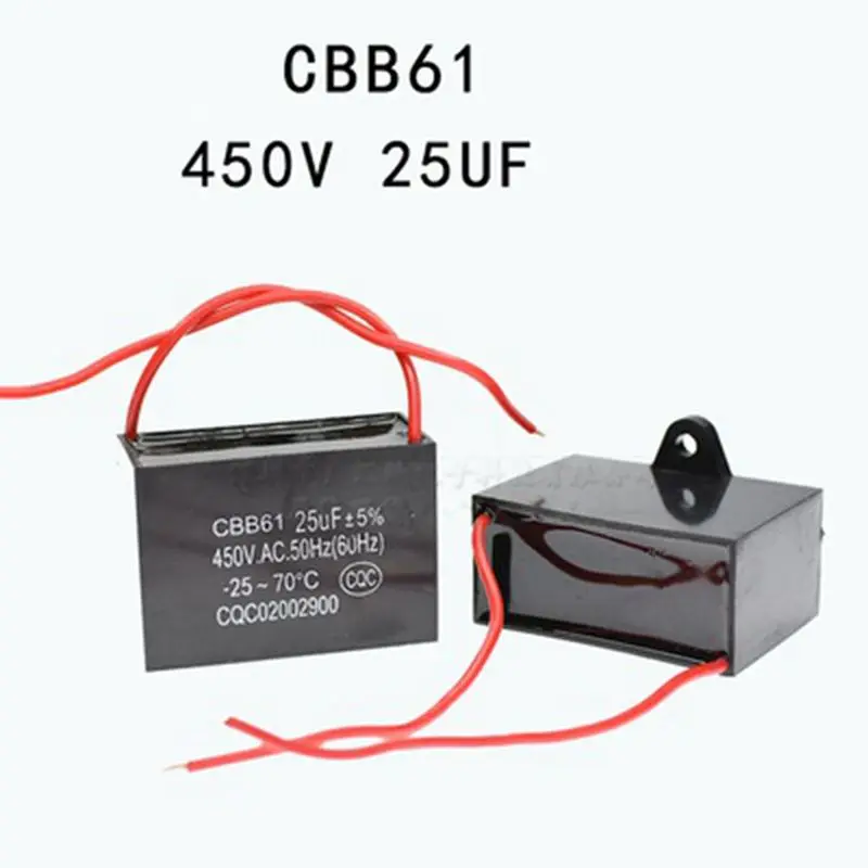 

1pcs 450V 25uF 25mF CBB61 Motor Start Run Fan Capacitor