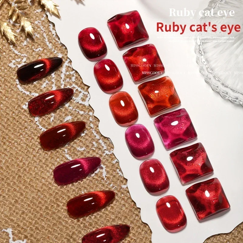 Ruby Cat Eye Nail Polish Gel Jesień i zima Biała wiśnia Nowy Rok Rubra Nail Żółta i biała skóra można dopasować