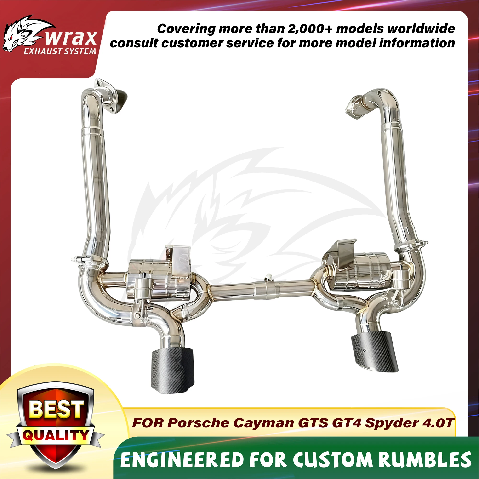 

WRAX Sport Exhaust for Porsche Cayman GTS GT4 Spyder 4.0T SS304 High Flow Catback with Vacuum Valve Race Car-grade Sound
