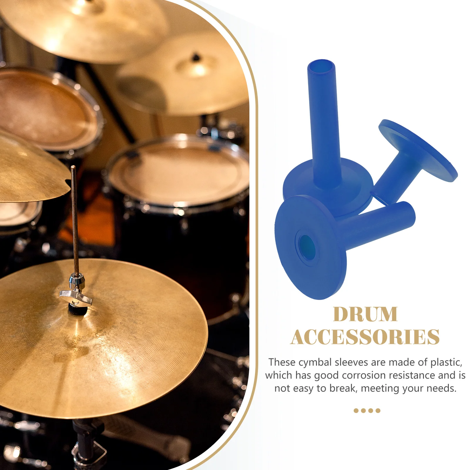 Plastic Cymbal mangas substituição Kit, Drum Set, Acessórios para Instrumentos Musicais, curto, 12 pcs