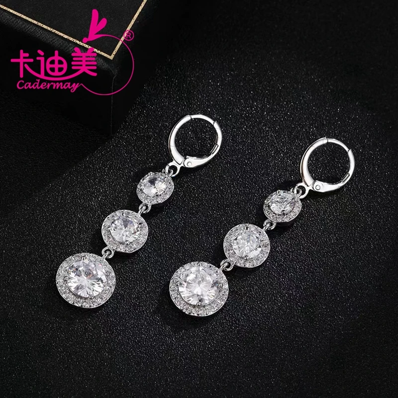 CADERMAY Sparkling Moissanite Drop Earrings 925 Sterling Silver Jewelry for Women Girls Gifts Engagement Wedding