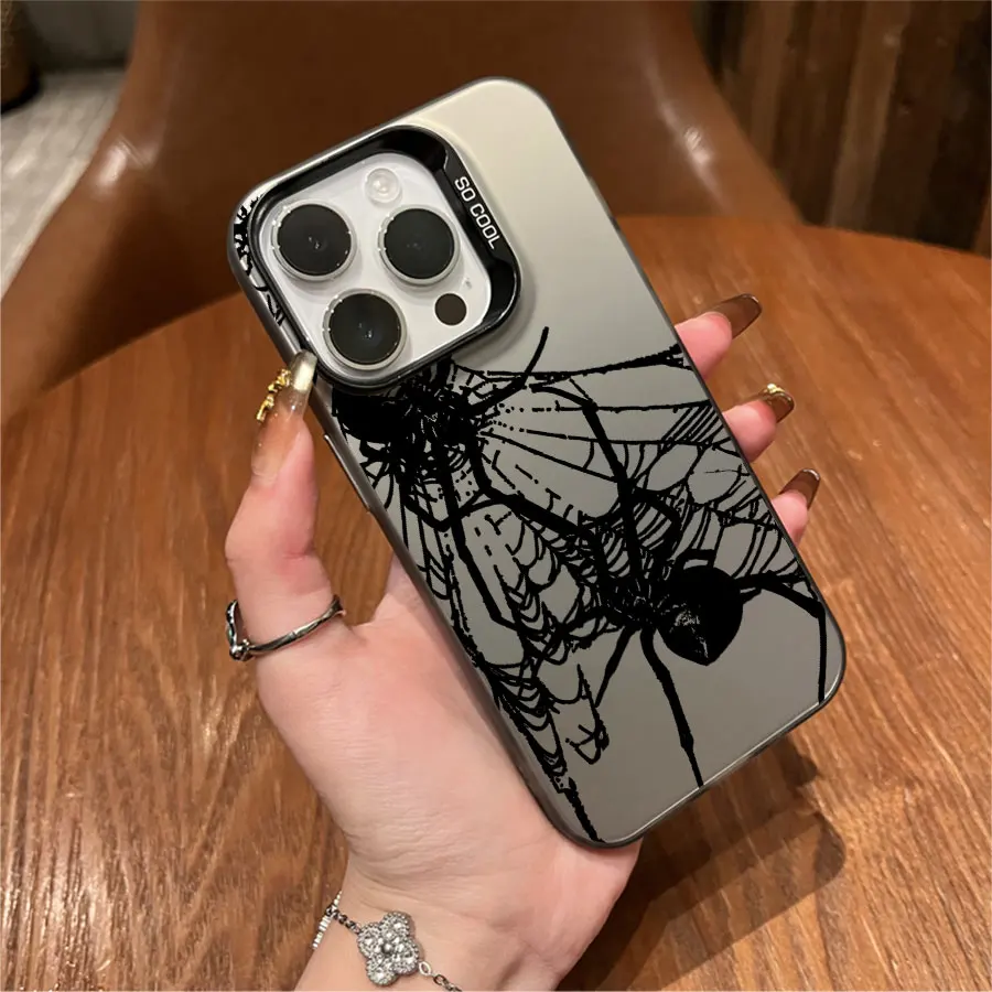 블랙 웹 스파이더 폰 아이폰 17에서 11 프로 맥스 플러스용