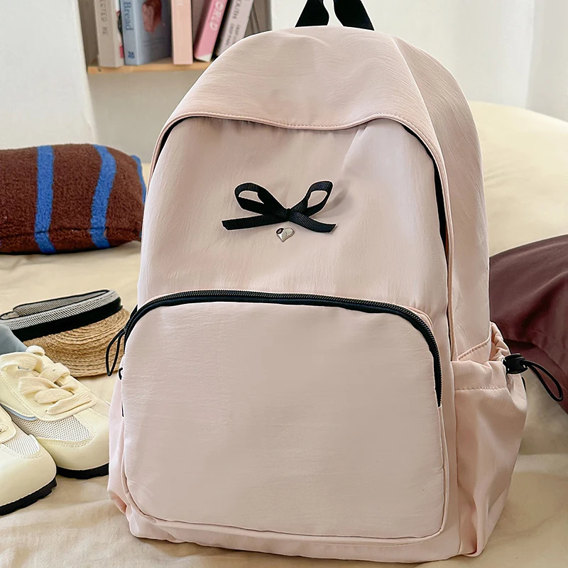 

Простой и милый рюкзак с бантом, женский рюкзак большой вместимости, повседневный рюкзак, дорожный рюкзак, студенческий рюкзак