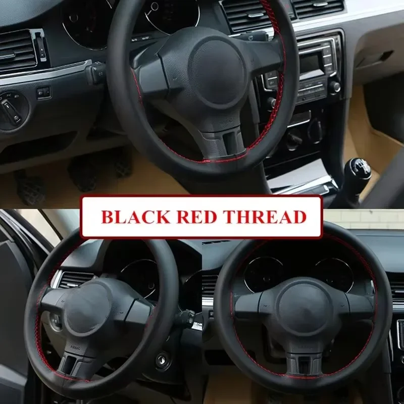 1PC DIY Soft Fiber Leather Steering Wheel Covers Universal braid Car steering-wheel With Needles And Thread Interior accessories image 5