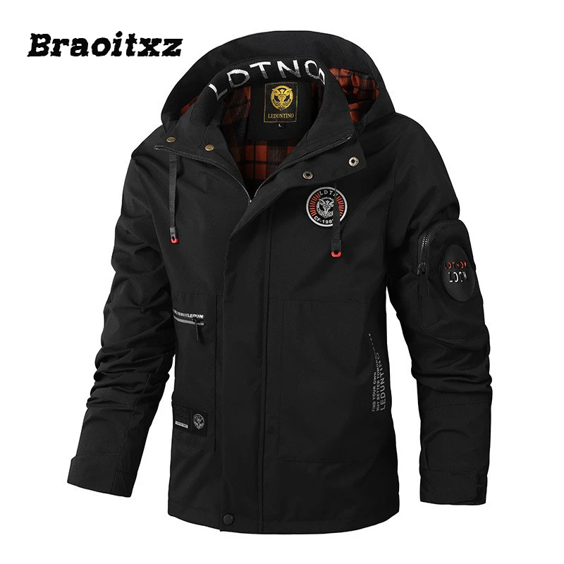 New Men Spring Autumn Fashion Outdoor Casual Trend Windproof Breathable Jacket Coats Men Travel Camping Hooded Jacket Coats Men