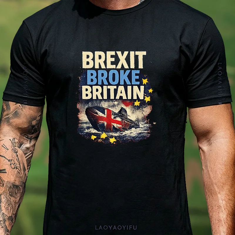 Brexit Sinking Union Jack Ship Graphic T Shirt Unisex Men Women Vintage UK EU Hot Topic Print Cotton Pub Party Tee