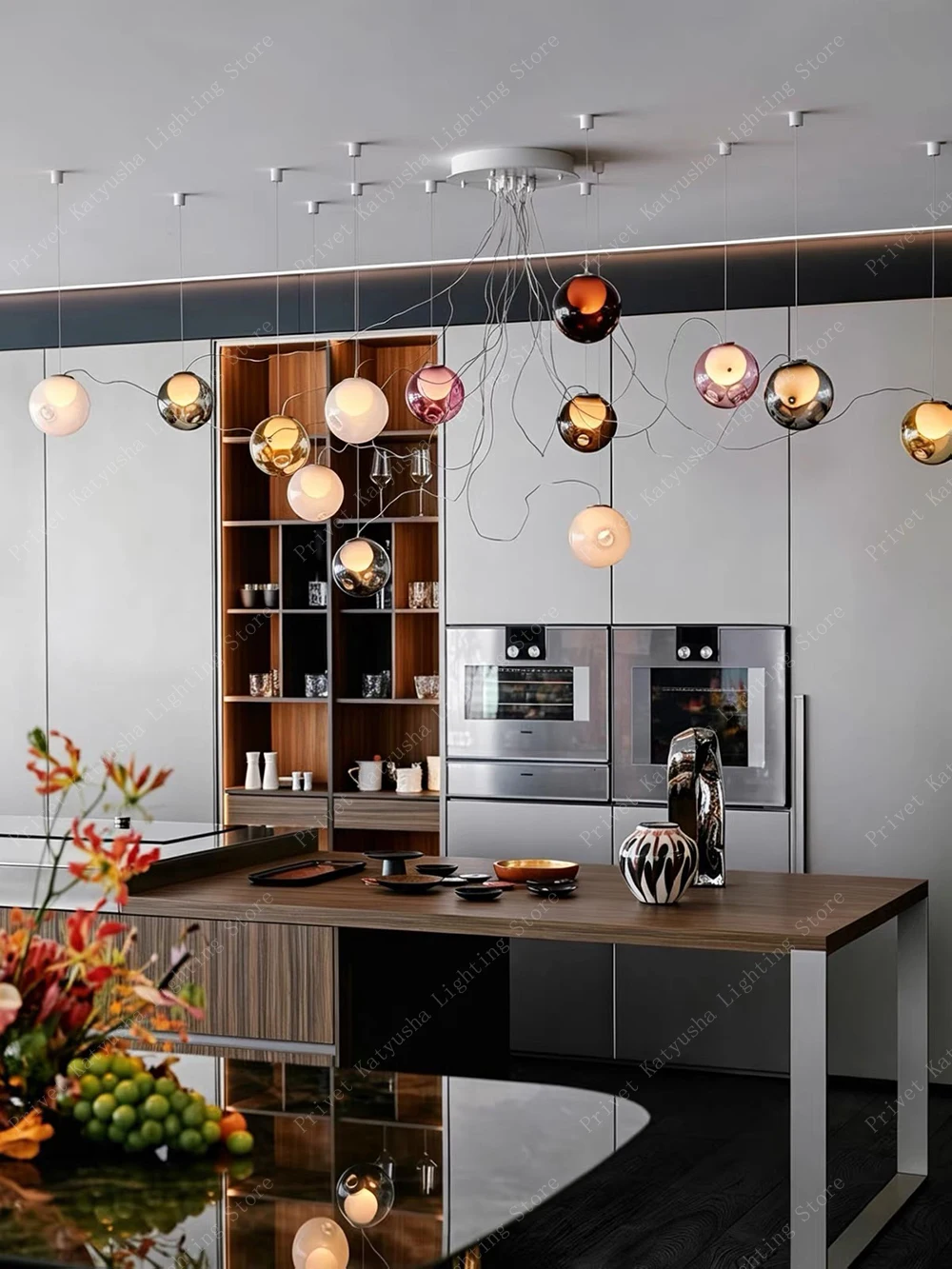 1/5/16PCS Colorful Glass Ball Pendant Light Modern Handmade Boho for Living Room Dining Room Decor Vintage Sputnik Light Fixture