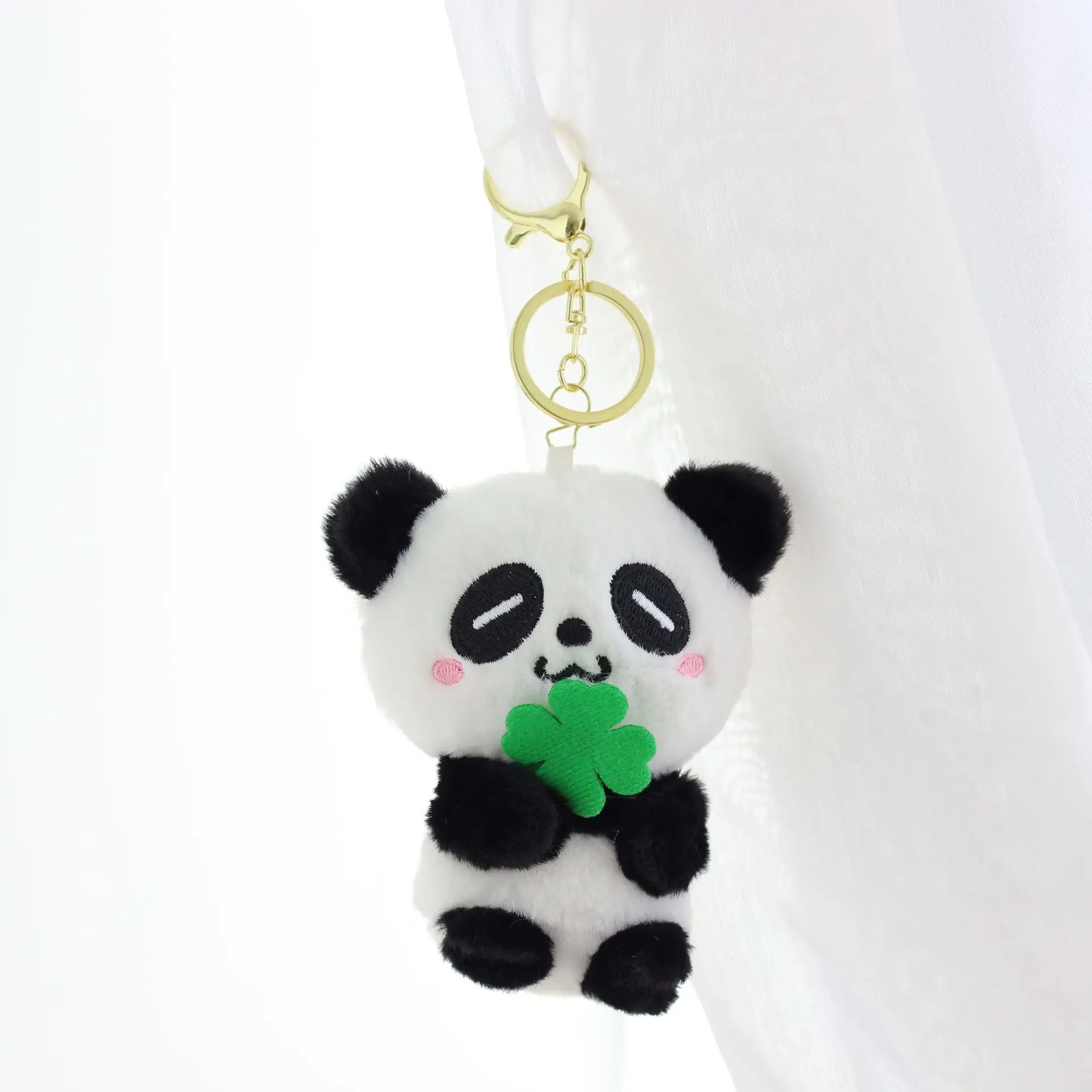 Creative Lucky Four Leaf Grass Panda  New Cute funny keychain stuffed soft sweet Pendant decorate doll couple birthday gift