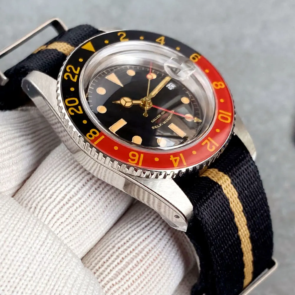 

Tandorio New Retro Diver 38mm Red Black Glass Bezel Sapphire 200m Waterproof NH34 GMT Automatic Mechanical Men's Watch reloj