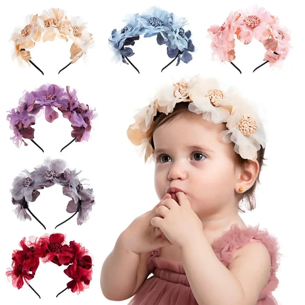 For 0-3 years Bridal Floral Wreath Child Photo Tools Head Hoop Baby Headband Crown Hair Band Headwear