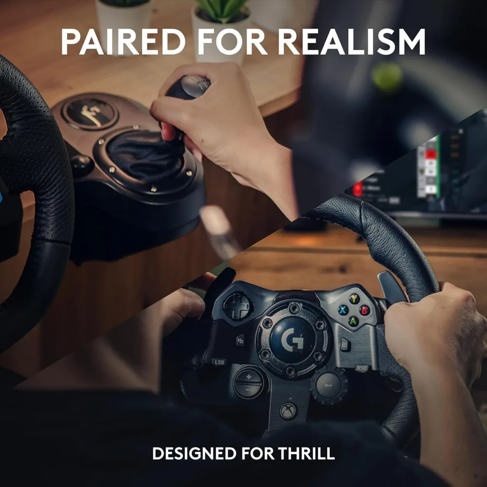 Racing Wheel and Pedals,  Force Feedback, Real Leather Logitech G Driving Force Shifter