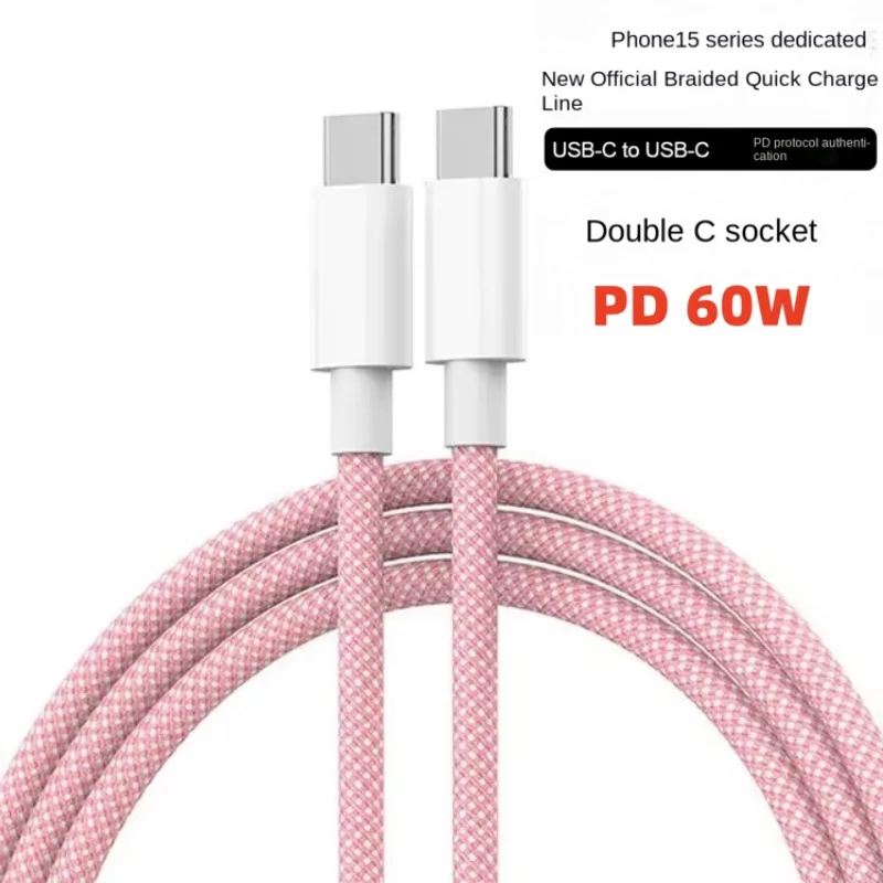 Usb C to Type C Fast Charging PD 60W Mobile Phone Date Cable For Iphone 15 Android Samsung Huawei Type C Braided Charger Cable
