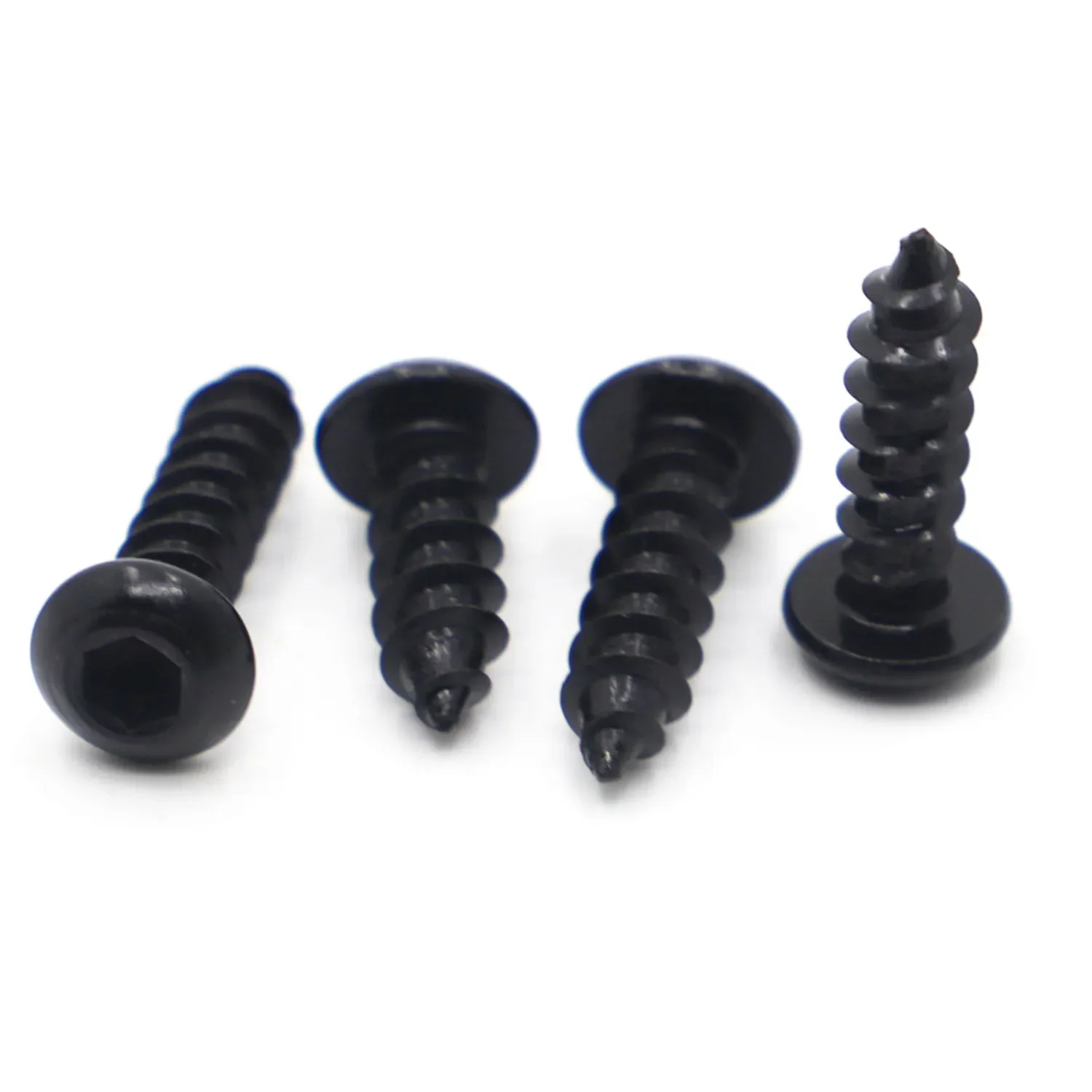 10-50pcs Black Grade 8.8 Carbon Steel Pan Round Head Hexagon Socket Self Tapping Screws M2 M2.5 M3 M4 M5 M6