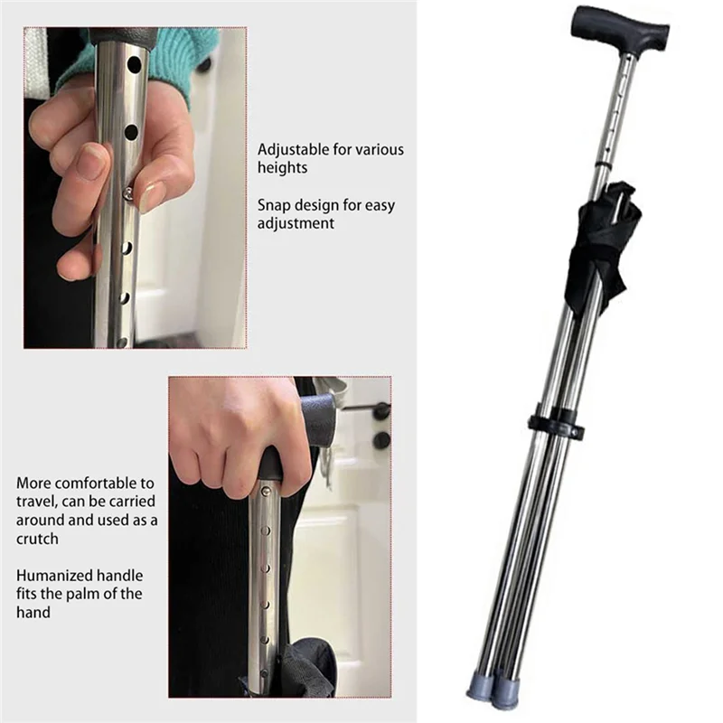 LNHF Super Light Foldable Cane Portable Stool Folding Chair Non-Slip Handle Easy To Carry Seat For Outdoor Walking Stick