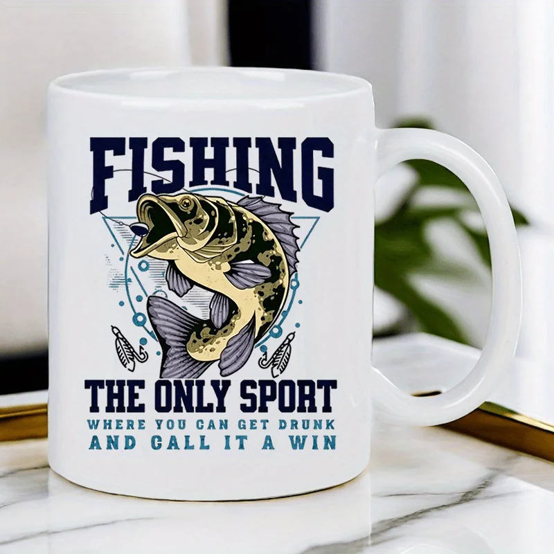 「釣りは私のセラピー」コーヒーマグ-11オンス-–-釣り好きのお父さんへの白いセラミックカップ、父の日の誕生日プレゼント、食器洗い機対応