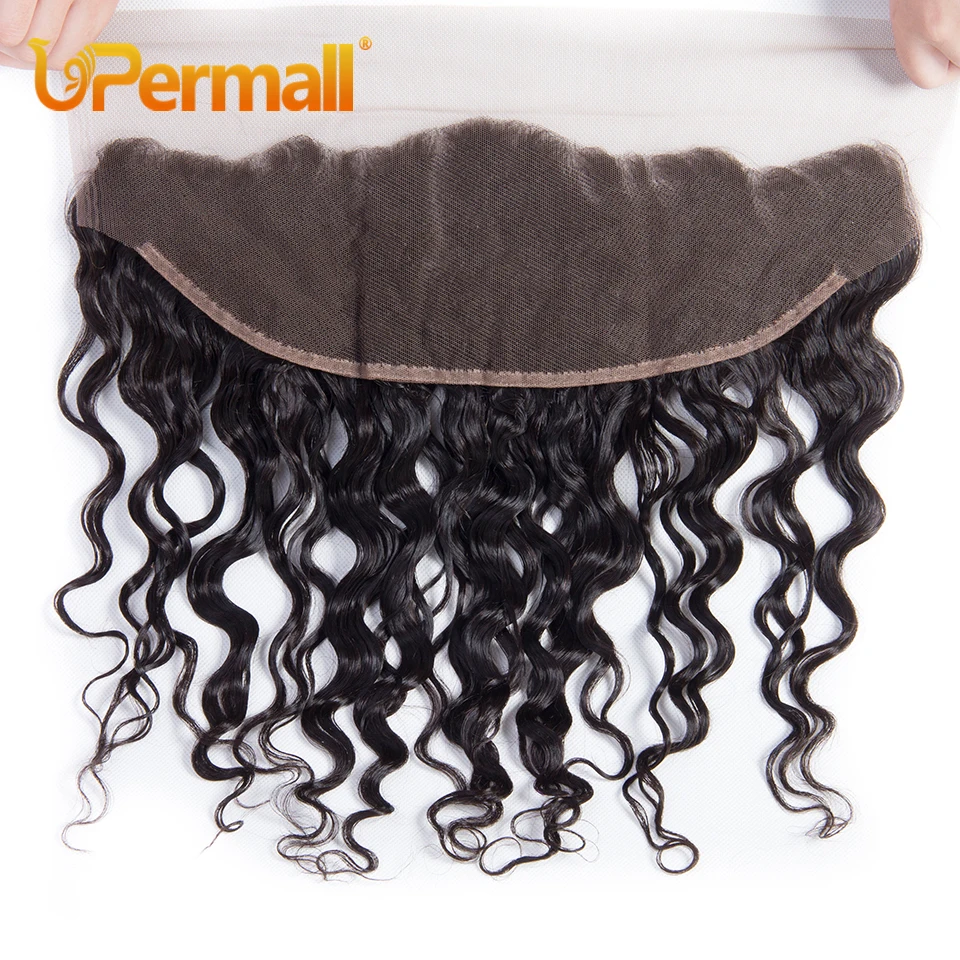 Upermall-Cabello humano brasileño Remy para mujeres negras, encaje Frontal y HD transparente, cierre suizo 4x4, predesplumado, 13x4