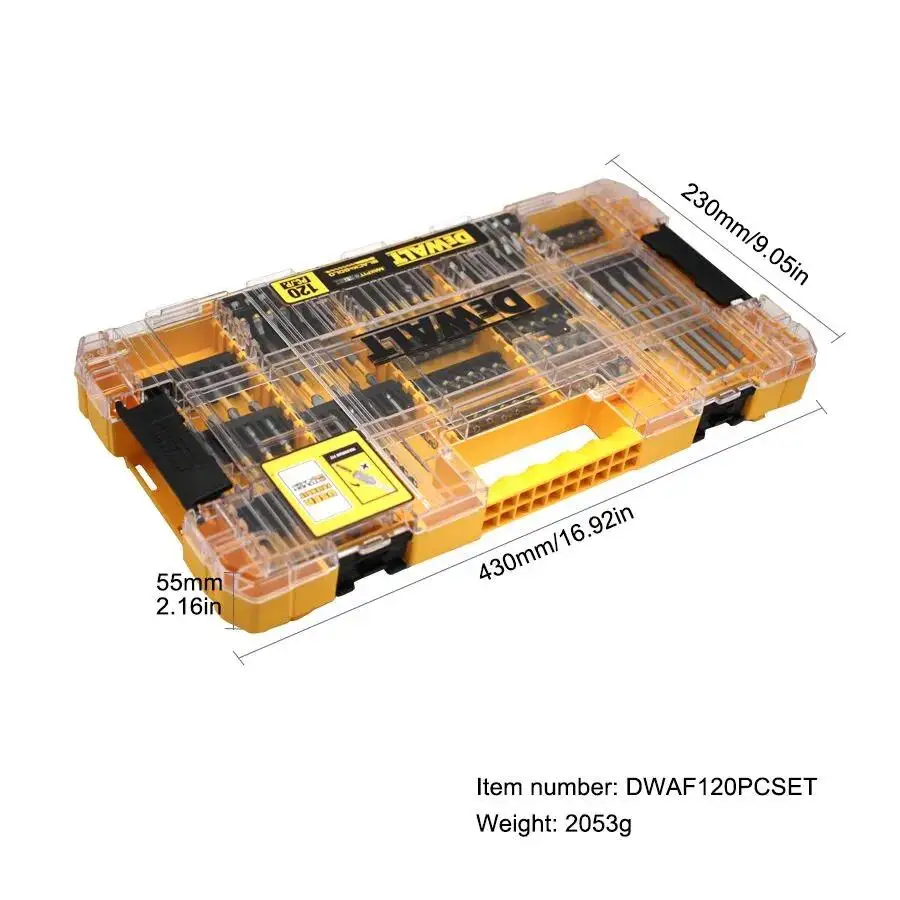 Dewalt 120 Pcs Drill Bit Set / Impact Driver Bit Set for Metal and Wood DWAF120PCSET