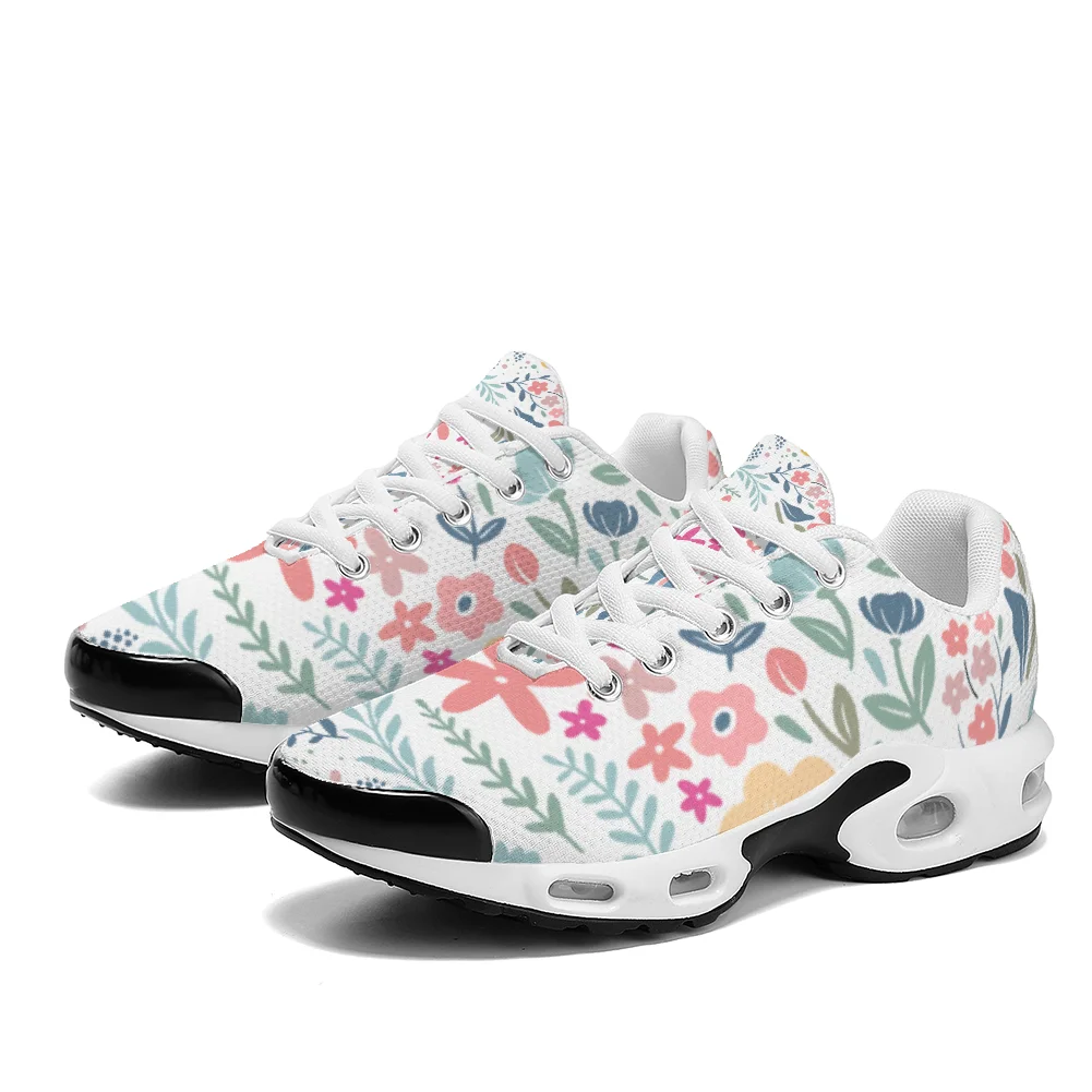 

Painted flowers print casual air-cushioned shoes breathable mesh upper athletic shoes for man and woman