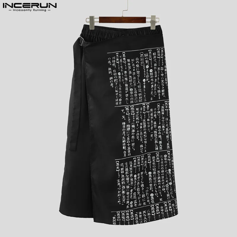 

INCERUN Men Pants Printing Elastic Waist Joggers Loose Irregular Skirts Trousers Men Streetwear 2025 Vintage Casual Male Pants