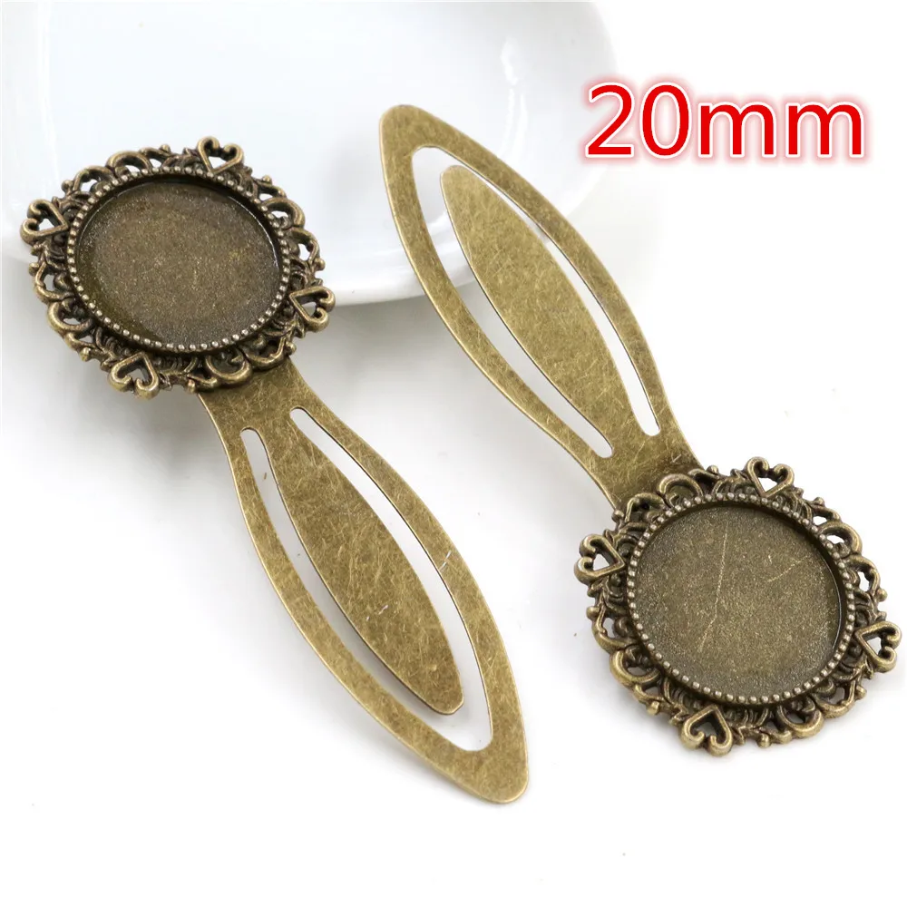 2pcs Antique Silver Plated Bronze Bookmark Cabochon Base Set