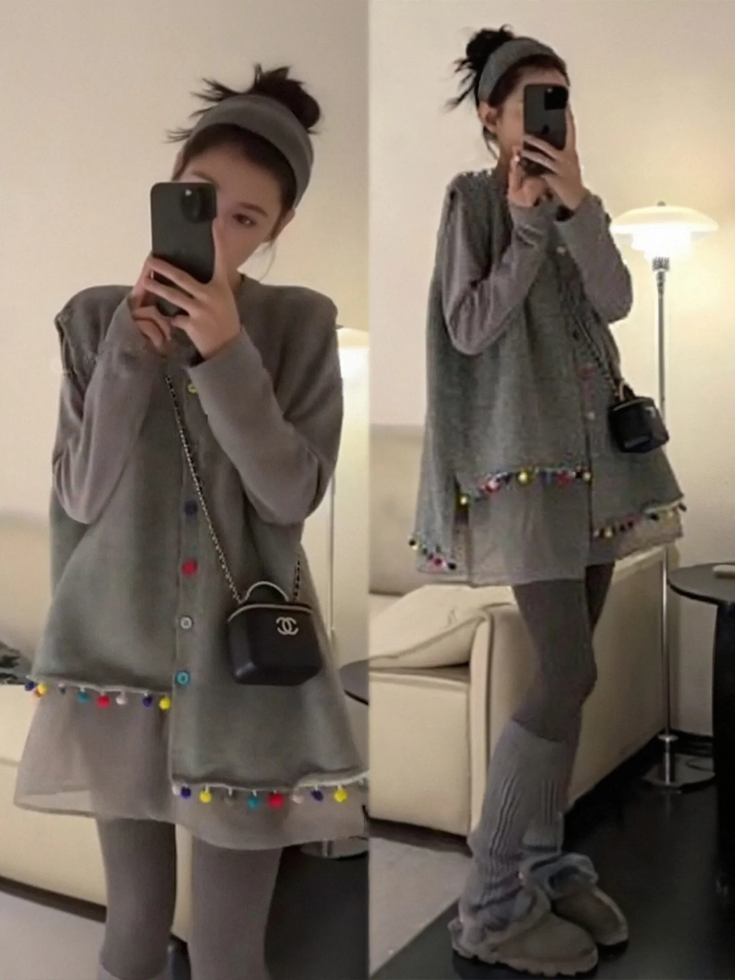 

ay Knitted Me Dr Casual Loose Sle Women's Faion Set Autumn Winter Collection Button up Vest Dr Casual Wear