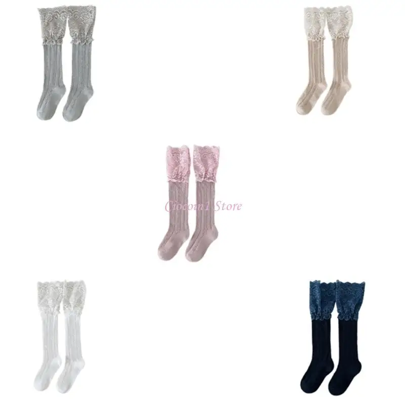 

Y1UB Stretchable Length Infant Socks Baby Girls In Tube Socks with Delicate Lace Edging and Mesh Fabric Feature