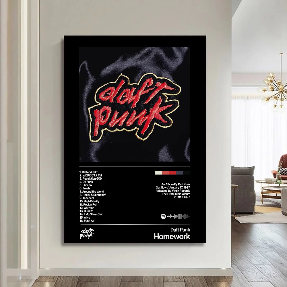 Around The World Daft Punk Classic Vintage Posters Whitepaper Prints Posters Artwork Kawaii Room Decor