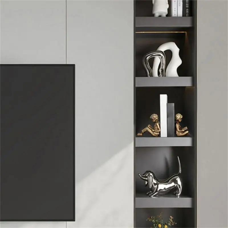 CORA Resin Shelf Bookends Bronze Tone Figure Book Stoppers for Study Desk Use
