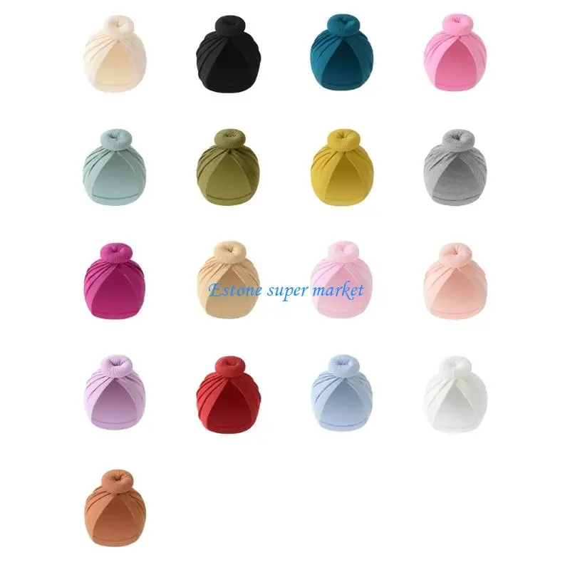 

090B Fashionable Infant Girls Turban Hat Soft Cotton Photo Props Essential Headdress