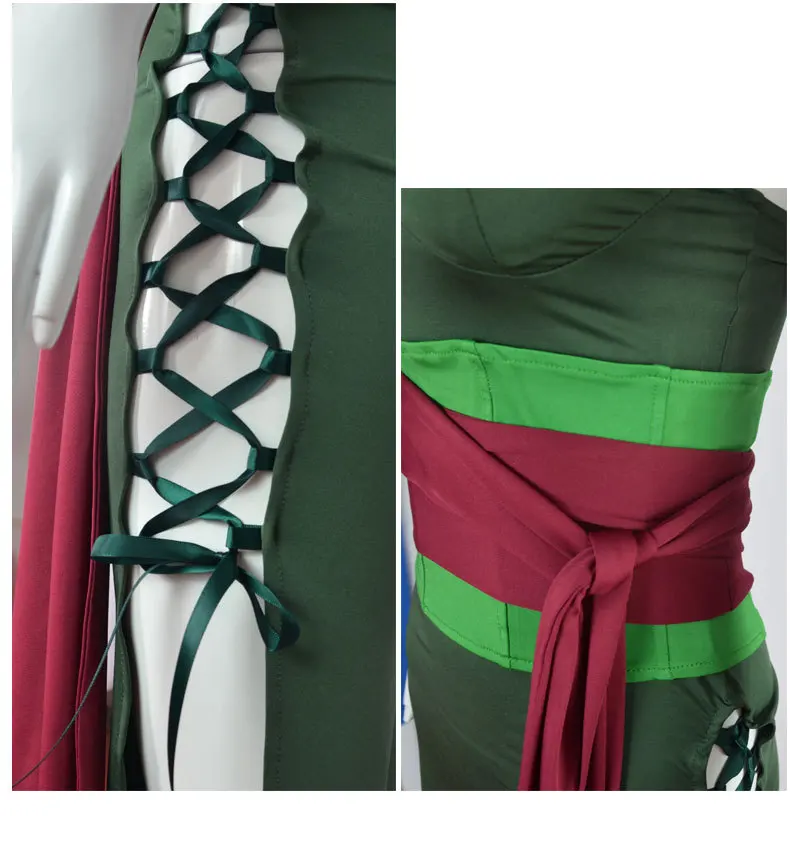 Anime Zoro Cosplay Female Version Roronoas Costume Sexy Lace Up High Slip Spaghetti Strap Dress Corset Sashes Halloween Outfits