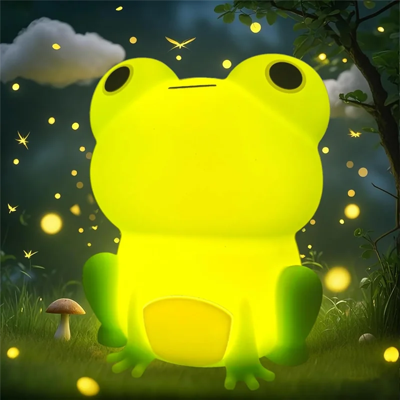 ABWZ-Cute Silicone Nursery Rechargeable Dimmable Bedside Lamp, Frog Night Light, Kids' Bedroom Decor, Frog Gifts