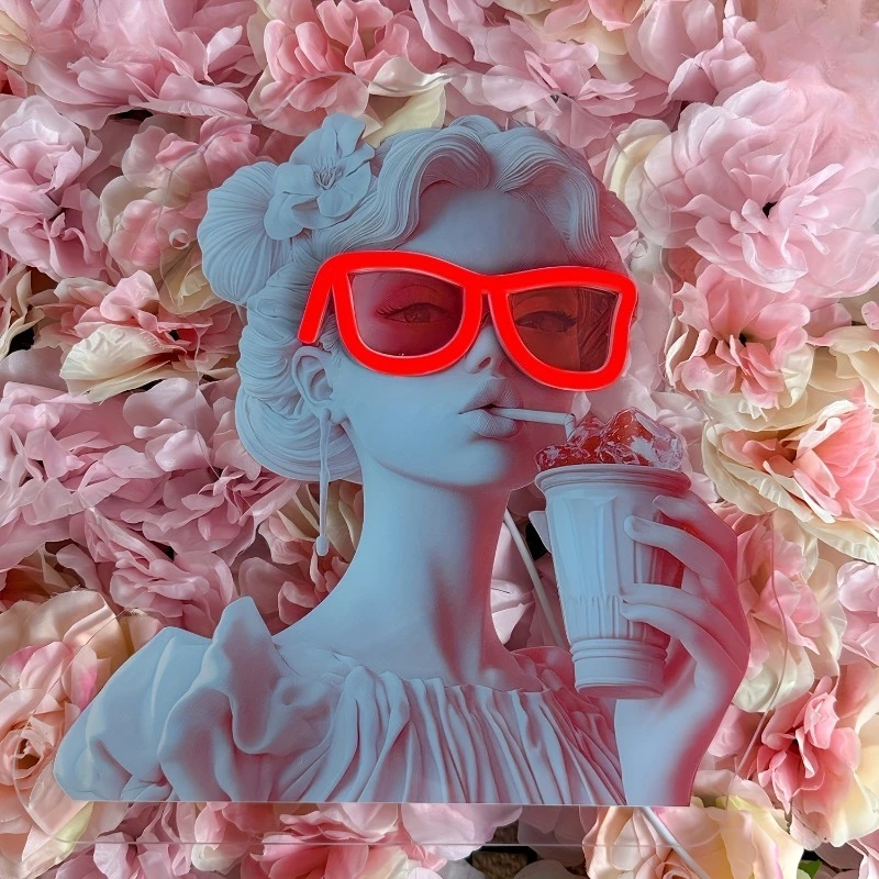 Statue Woman Neon Sign Drinking Beverage Neon Light Sign Funny Dimmable USB Powered for Bedroom Room Bar Holiday Party Pub Decor view 5