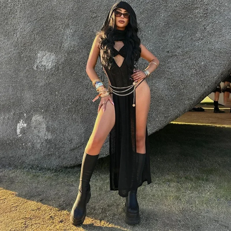 Cosplay de Sorcière Sexy pour Femme, Robe à Capuche Noire, Trajes de Halloween para Adultos, Coleção Nouvelle 2021