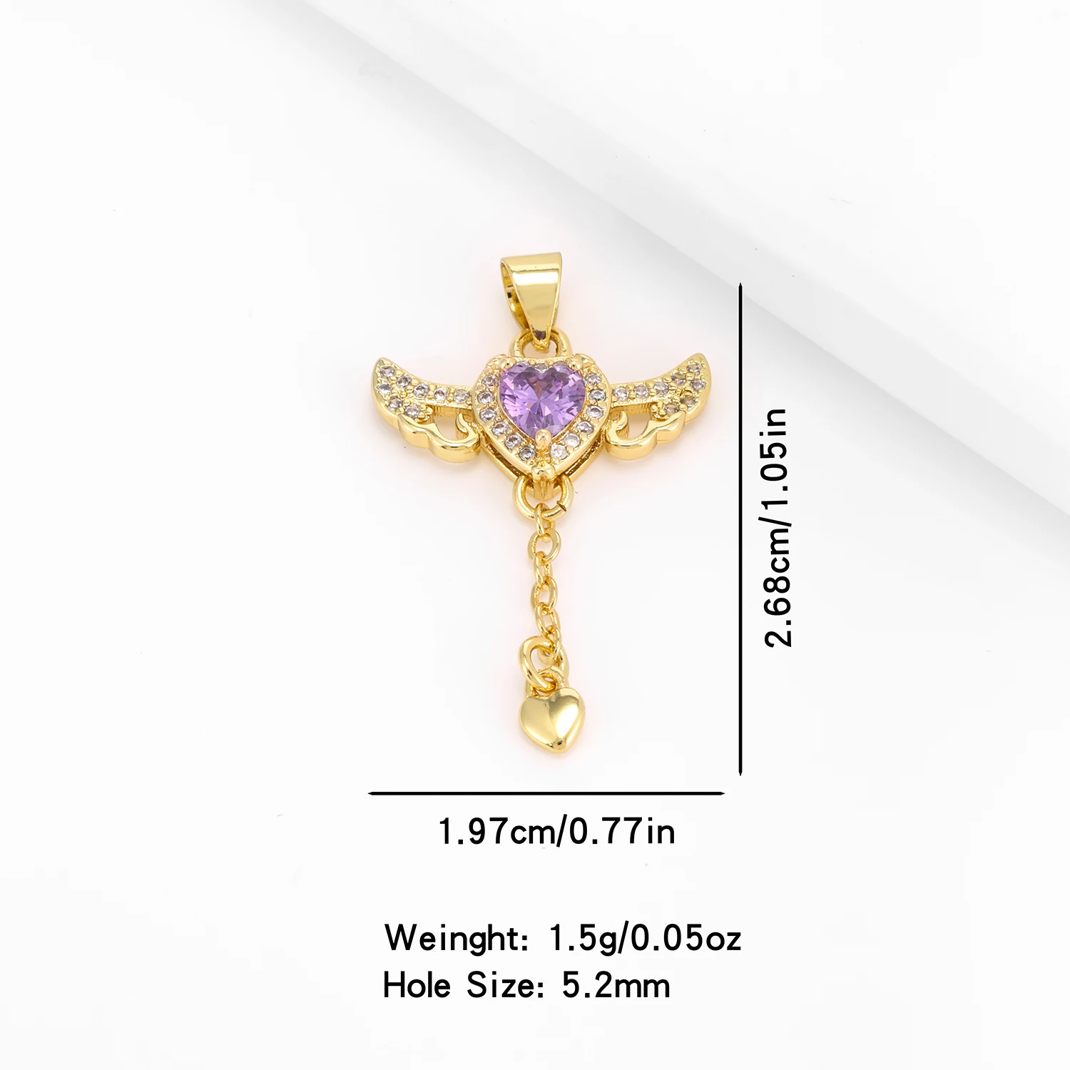 Fashion White/Purple/Pink Heart With Wings Pendant Love Exquisite Copper Zircon Jewelry Accessories Dinner Party Gifts For Women