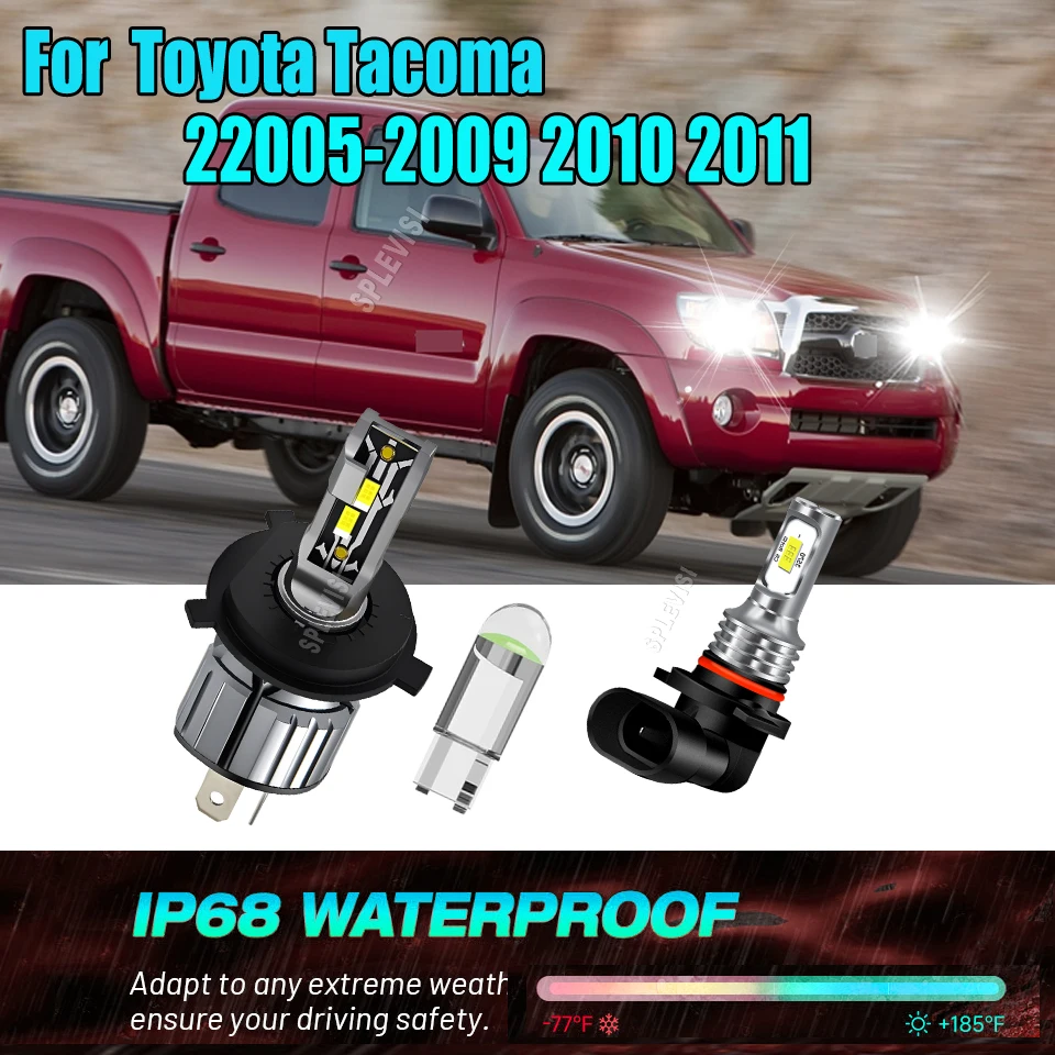 

H4 H10 LED Auto Headlight Fog Light Enhanced Light Output UV-Resistant For Toyota Tacoma 2005 2006 2007 2008 2009 2010 2011