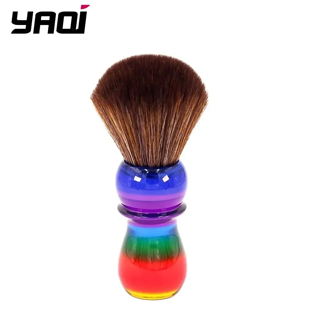 YAQI 26mm arco-íris marrom cabelo sintético masculino escovas de barbear estojo de viagem