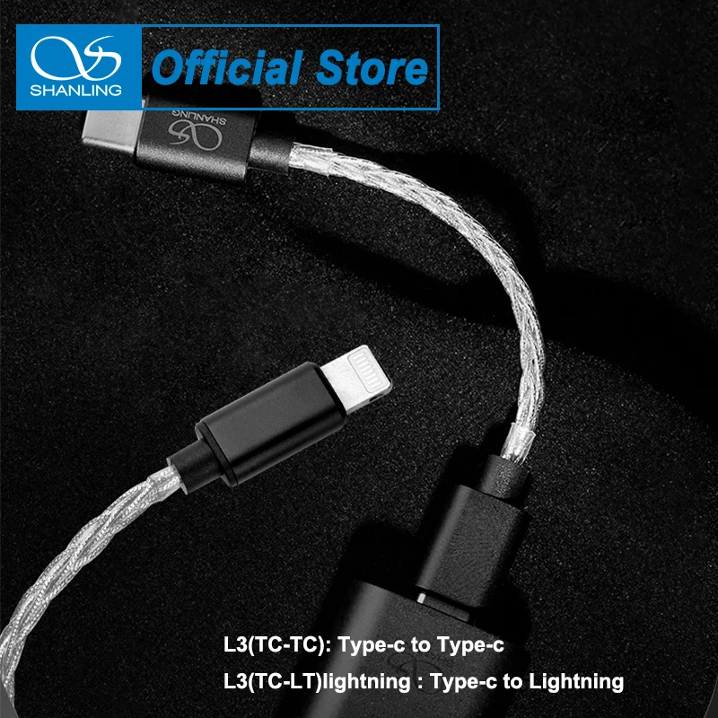 SHANLING L3 Neotech Pure Silver Audio Cable Type-C/Lightning to Type-C Interface for UA3 UA5 DAC iOS Android