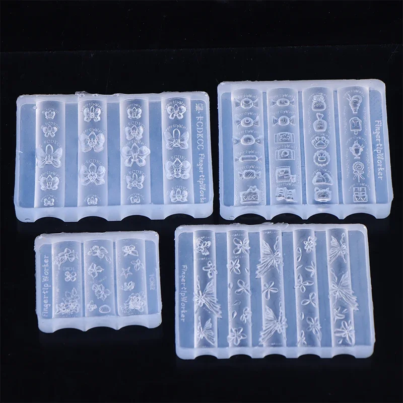 1pc Dessert Ice Cream Butterfly Flower 3D Silicone Mold Wing Nail Art Deco Silicone Decorative Heart Nail Art Template Nail Mold