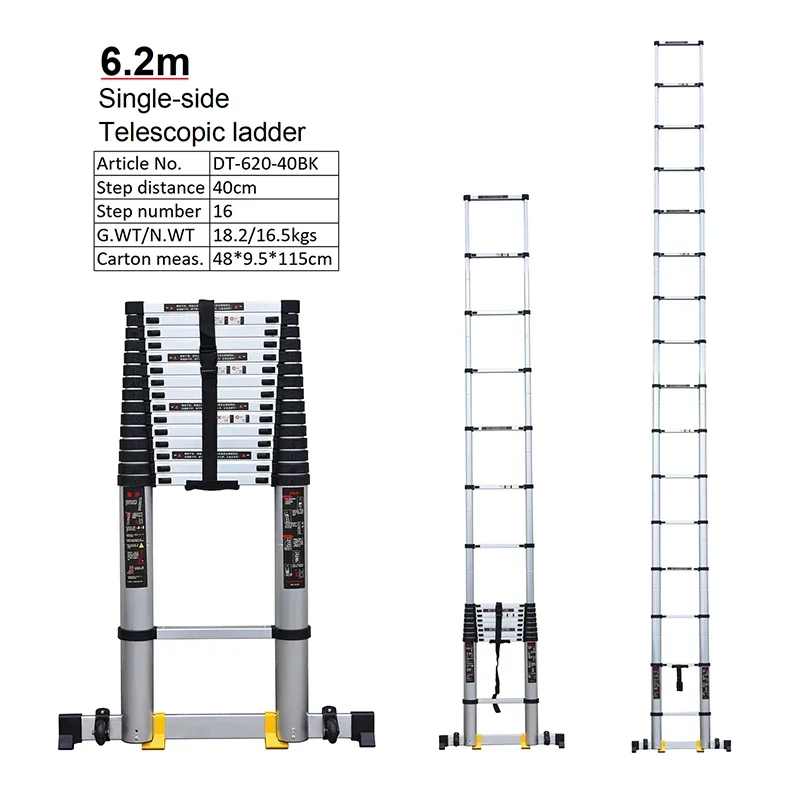 Foldable Easy Store Step Ladder 6.2M Single Side Standing Foldable Aluminum Step Single Ladder