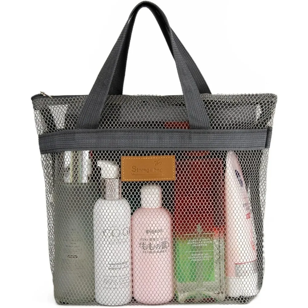 1 Stück Netz-Duschorganizer, tragbare Hängetasche für Toilettenartikel, Badorganizer mit Reißverschluss für Reisen, Fitness, Camping, Studentenwohnheime, Strand – Detail 8